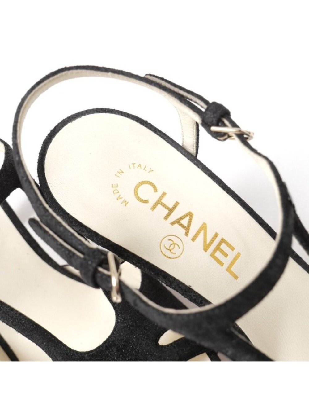 Chanel Sandals 37.5 13c Ankle Strap High Heels - Picture 6 of 8
